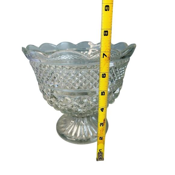 EUC Wexford Crystal 8" Footed Centerpiece Bowl Vintage 1940's Anchor Hocking - Picture 2 of 8